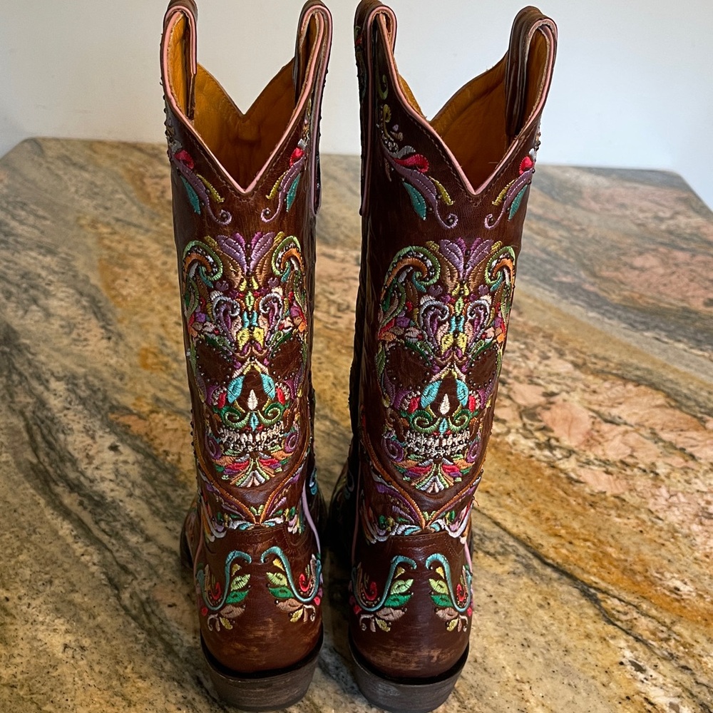 Old Gringo Dulce Calavera Multi Color 
Sugar Skull Boots Size 8 Worn 1X - Picture 5 of 9